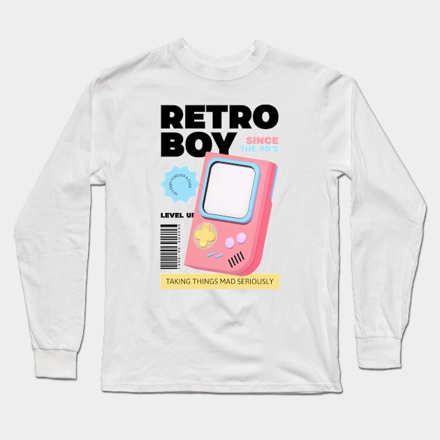 Retro Gamer 90's Kid Long Sleeve T-Shirt by Tip Top Tee's